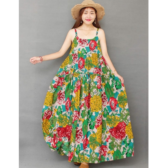 Women Casual Loose Bohemian Floral Print Dresses - Picture 2 of 12